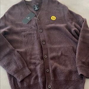 Empyre Dark Brown Cardigan with Smiley Patch